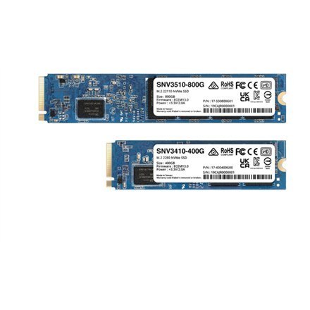 Synology | SSD | SNV3410-400G | 400 GB | Format SSD M.2 2280 | Interfejs SSD M.2 NVME | Prędkość odczytu 3000 MB/s | Prędkość za