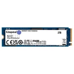 Kingston | SSD | NV2 | 2000 GB | Format SSD M.2 2280 | Interfejs SSD PCIe 4.0 x4 NVMe | Prędkość odczytu 3500 MB/s | Prędkość za