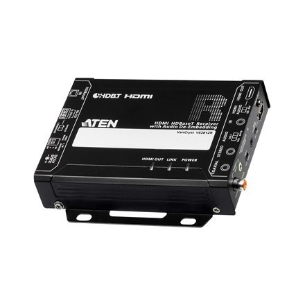 Aten | Odbiornik HDMI HDBaseT z funkcją osłabiania sygnału audio | VE2812R | 1x gniazdo DC (zasilanie), 1x gniazdo RJ-45 żeńskie