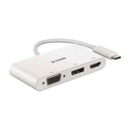 Adapter D-Link 3 w 1 USB-C na HDMI/VGA/DisplayPort DUB-V310 z USB Hub'em | Gwarancja 24 miesiące | USB Type-C