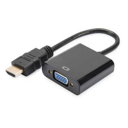 Adapter audio/wideo Digitus | 15-pinowy HD D-Sub (HD-15) | Mini-phone 3,5 mm | Żeński | 19-pinowy HDMI Typ A | Męski | Czarny