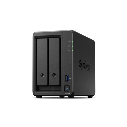 Synology DS723+ 2-kieszeniowy/AMD Ryzen R1600/2-rdzeniowy 2,6 (bazowy)/3,1 (turbo) GHz/2GB DDR4/2 x 3,5 "xHot swap/2x1GbE/1xUSB3