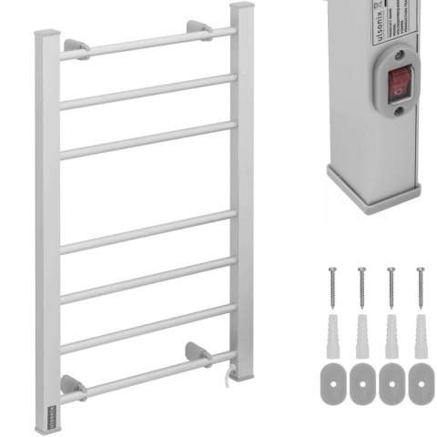 Grzejnik łazienkowy elektryczny ścienny 7 drążków 120 W - szary