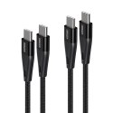 2x kabel USB Typ C - USB Typ C PowerDelivery 1.2m i 2m czarny