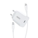 Ładowarka sieciowa USB Typ C 20W PowerDelivery 3A + kabel MFI USB Typ CLightning 1.2m biały