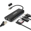 Stacja dokująca adapter hub USB Typ C 6w1 100W PD czarny