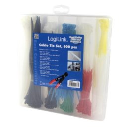 Cable Tie Set, 600pcs., 5 lengths, 1 x cable cutter Logilink