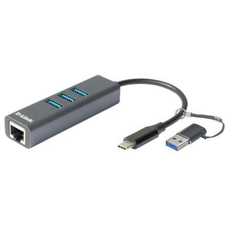 D-Link | USB-C/USB to Gigabit Ethernet Adapter with 3 USB 3.0 Ports | DUB-2332