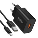 Szybka ładowarka sieciowa QuickCharge 3.0 18W 3A + kabel USB 1m czarny