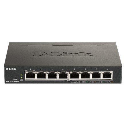 D-Link | 8-Port Gigabit PoE Smart Managed Switch | DGS-1100-08PV2 | Web managed | Desktop | 1 Gbps (RJ-45) ports quantity | SFP