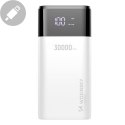 Powerbank 30000mAh Li-Po 4 x USB z wyświetlaczem LCD 2 A biały