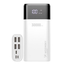 Powerbank 30000mAh Li-Po 4 x USB z wyświetlaczem LCD 2 A biały