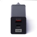 Ładowarka GaN 65W z portami USB USB-C QC 3.0 PD czarna