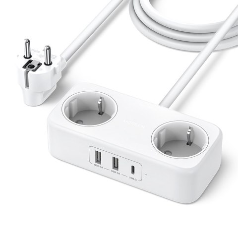 Listwa zasilająca przedłużacz sieciowy z portami 2xUSB 1xUSB-C biały