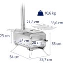 Piec namiotowy turystyczny przenośny do ogrzewania i gotowania komora 460 x 280 x 231 mm - srebrny