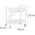 Wózek laboratoryjny kosmetyczny 2 półki 2 szuflady 3 pojemniki 84 x 53 x 92 cm 36 kg