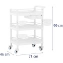 Wózek laboratoryjny zabiegowy kosmetyczny 3 półki 1 szuflada 3 pojemniki 71 x 46 x 99 cm 30 kg