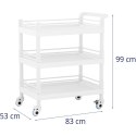 Wózek laboratoryjny zabiegowy kosmetyczny 3 półki 83 x 53 x 99 cm 60 kg