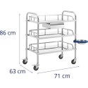 Wózek laboratoryjny zabiegowy kosmetyczny ze stali 3 półki 1 szuflada 71 x 63 x 86 cm 15 kg