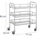 Wózek laboratoryjny zabiegowy kosmetyczny ze stali 3 półki 71 x 43 x 86 cm 30 kg