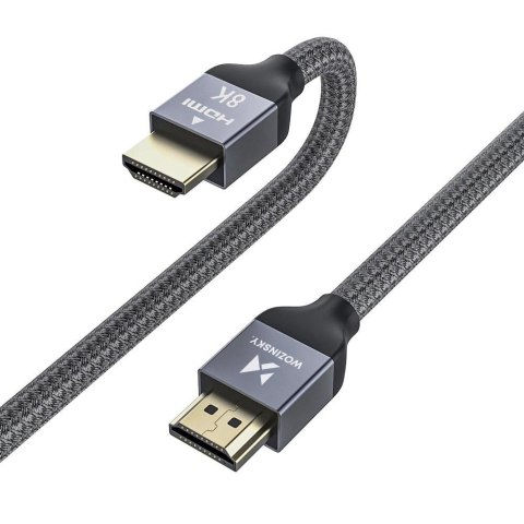 Kabel przewód HDMI 2.1 8K 60 Hz 48 Gbps 4K 120 Hz 2K 144 Hz 3 m srebrny