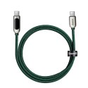 Kabel przewód w oplocie USB-C USB-C 100W z wyświetlaczem miernikiem mocy 1m zielony