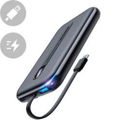 Powerbank 10000mAh 20W Quick Charge USB USB-C wbudowany kabel USB-C czarny