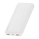 Bipow powerbank z szybkim ładowaniem 10000mAh kabel USB-A microUSB 0.25m biały