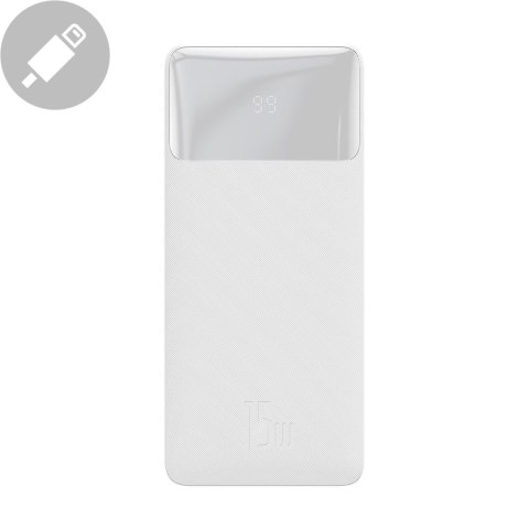 Bipow powerbank z szybkim ładowaniem 20000mAh 15W USB microUSB 25cm biały