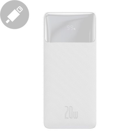 Bipow powerbank z szybkim ładowaniem 20000mAh kabel USB-A microUSB 0.25m biały