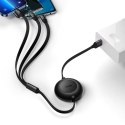 Bright Mirror 2 kabel przewód 3w1 USB Typ A microUSB + Iphone Lightning + USB-C 3.5A 1.1m czarny