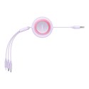 Bright Mirror 2 kabel przewód 3w1 USB Typ A microUSB + Iphone Lightning + USB-C 3.5A 1.1m fioletowy