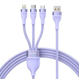 Kabel 3w1 do szybkiego ładowania USB USB-C Micro-USB Iphone Lightning 1.2m fioletowy