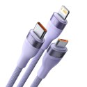 Kabel 3w1 do szybkiego ładowania USB USB-C Micro-USB Iphone Lightning 1.2m fioletowy