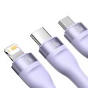 Kabel 3w1 do szybkiego ładowania USB USB-C Micro-USB Iphone Lightning 1.2m fioletowy