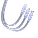 Kabel przewód zwijany 3w1 USB-C microUSB Iphone Lightning 1.7m fioletowy