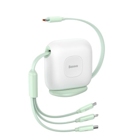 Kabel przewód zwijany 3w1 USB-C microUSB Iphone Lightning 1.7m zielony