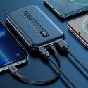 Powerbank z wbudowanym kablem Iphone Lightning 10000mAh PD QC3.0 czarny