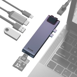 Stacja dokująca HUB 7w1 USB-C Thunderbolt MacBook Pro 2016 2017 2018 szary