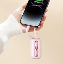 Powerbank 10000mAh Colorful Series 22.5W z kablami USB-C i Iphone Lightning różowy