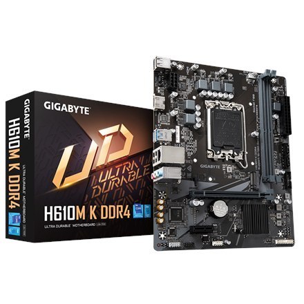 Gigabyte | H610M K DDR4 1.0 M/B | Rodzina procesorów Intel | Gniazdo procesora LGA1700 | DDR4 DIMM | Gniazda pamięci 2 | Obsługi