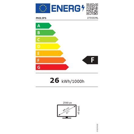 Philips | Business Monitor | 275S9JML/00 | 27 " | VA | QHD | 16:9 | 75 Hz | 4 ms | 2560 x 1440 | 300 cd/m² | HDMI ports quantity