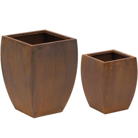 Zestaw 2 donic zaokrąglonych 27x27 cm 32x32 cm - stal corten rdzawa