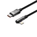 Kątowy kabel przewód Power Delivery z bocznym wtykiem USB-C Iphone Lightning 2m 20W czarny