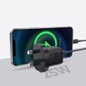 Mała szybka ładowarka zasilacz USB-C PD 5-12V 25W wtyczka UK + kabel 100cm - czarny