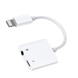 Przejściówka adapter do iPhone słuchawki + ładowanie Lightning / 3.5mm Mini Jack - biały