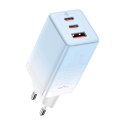 Szybka ładowarka sieciowa GaN 2x USB-C / USB 65W QC PD - niebieski