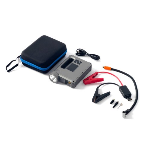 4w1 Rozruch auta Jump Starter + powerbank 8000mAh + kompresor + latarka LED - czarny