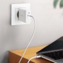 Mała szybka ładowarka sieciowa do telefonu 2x USB-C PD 36W - biała