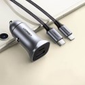 Szybka ładowarka samochodowa USB-A i USB-C 30W PD PPS - szara